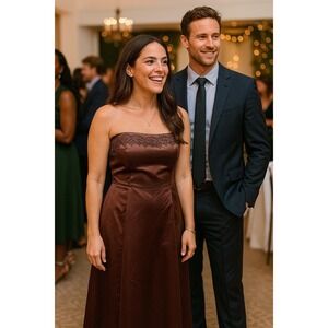 Couture Collection 10 Mocha Brown Beaded Strapless Formal Gown Bridesmaid Glam